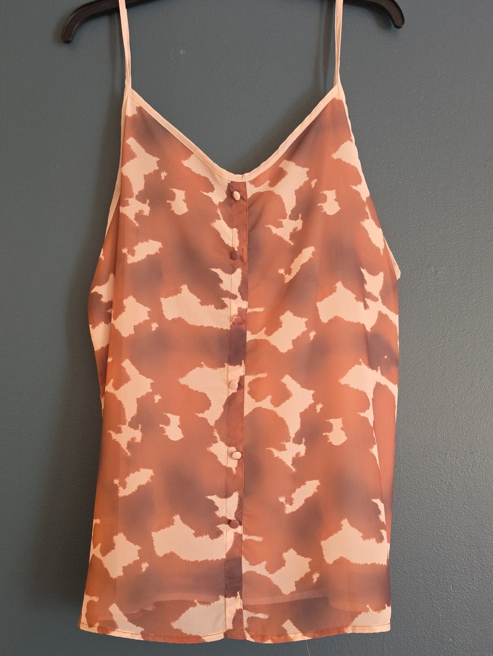 Women's Brown & Cream Printed Spaghetti Strap Top